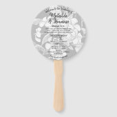 Éventail Programme de mariage moderne noir blanc floral Boh (Devant)