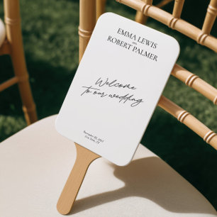 Éventail Programme de mariage moderne noir et blanc pour év