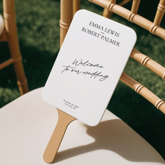 Éventail Programme de mariage moderne noir et blanc pour év