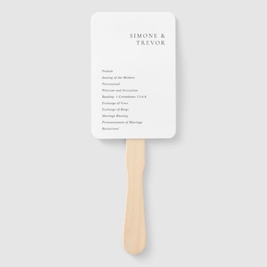 Éventail Programme de mariage moderne noir et blanc propre (Devant)