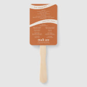 Éventail Programme de mariage moderne rétro orange (Dos)