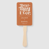 Éventail Programme de mariage moderne rétro orange (Devant)