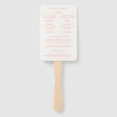 Éventail Programme de mariage moderne rose élégant (Dos)