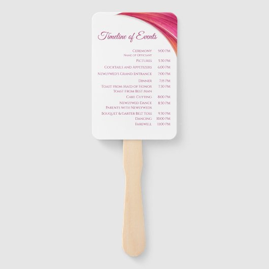 Éventail Programme de mariage-moderne rose orange jaune (Dos)