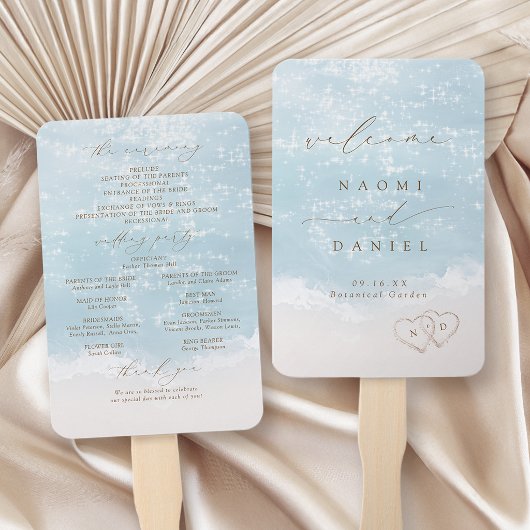 Éventail Programme de mariage moderne sur la plage avec coe