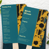 Éventail Programme de mariage moderne tournesol sarcelle or