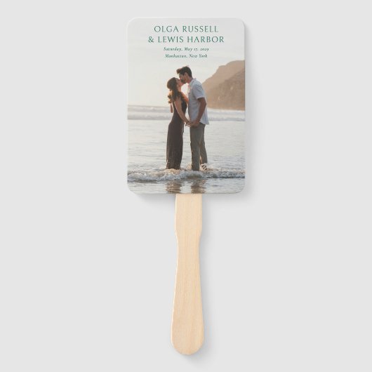 Éventail Programme de mariage moderne vert émeraude simple (Devant)
