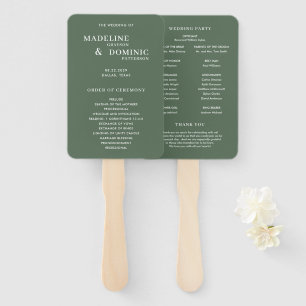Éventail Programme de mariage moderne vert forêt de Madelin