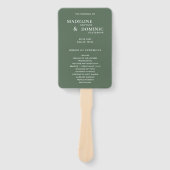 Éventail Programme de mariage moderne vert forêt de Madelin (Devant)