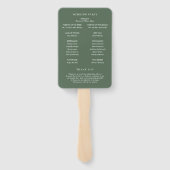 Éventail Programme de mariage moderne vert forêt de Madelin (Dos)