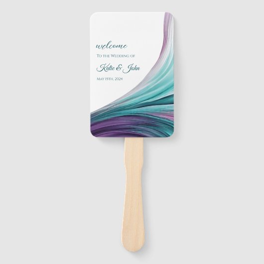Éventail Programme de mariage-moderne violet et Turquoise- (Devant)
