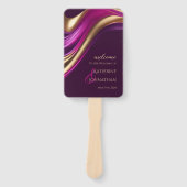 Éventail Programme de mariage-moderne violet Fuchsia et or- (Devant)