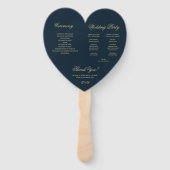 Éventail Programme de mariage Monogramme dans un cœur bleu (Dos)