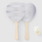 Éventail Programme de mariage | Monogramme de bandes d'arge (Devant et derrière)