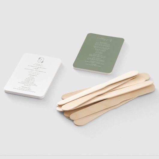 Éventail Programme de mariage Monogramme de feuillage Botan (Non-assemblé)