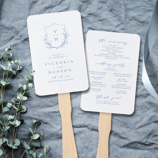 Éventail Programme de mariage monogramme de la crête botani