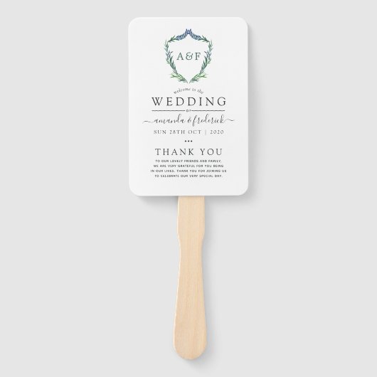 Éventail Programme de mariage Monogramme de la crête de Lau (Devant)