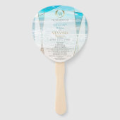 Éventail Programme de mariage | Monogramme moderne Plage gé (Devant)