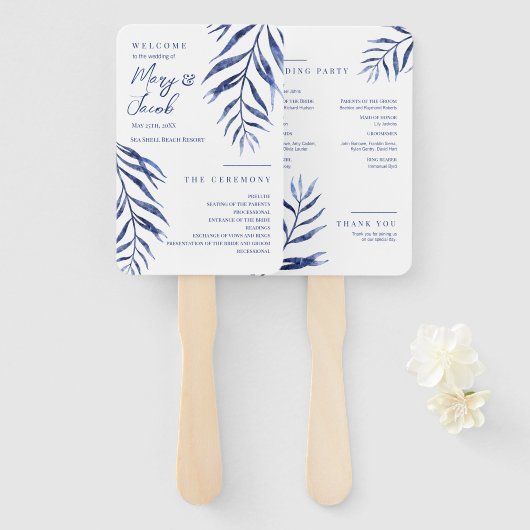 Éventail Programme de Mariage nautique côtier (Devant et derrière)