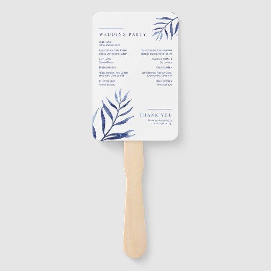 Éventail Programme de Mariage nautique côtier (Dos)