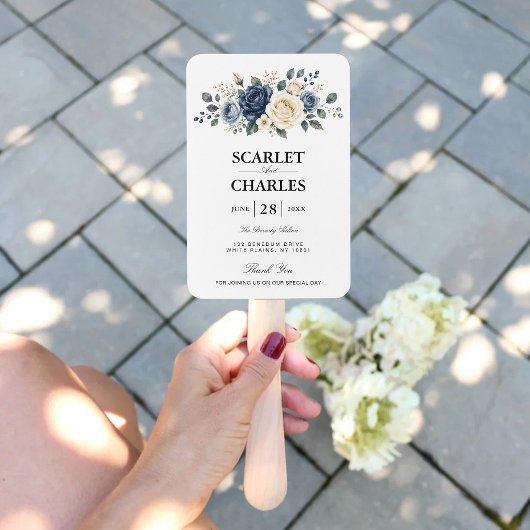 Éventail Programme de mariage Navy Bleu Poussiéreux & Rose