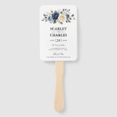 Éventail Programme de mariage Navy Bleu Poussiéreux & Rose (Devant)