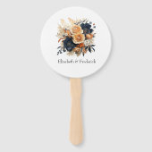 Éventail Programme de mariage Navy Blue Brûlé Orange Champa (Devant)