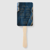 Éventail Programme de mariage Navy Blue Gold Agate Script (Dos)