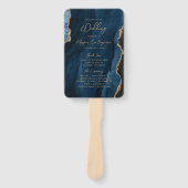Éventail Programme de mariage Navy Blue Gold Agate Script (Devant)