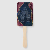 Éventail Programme de mariage Navy, Bourgogne & Agate dorée (Dos)
