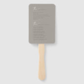 Éventail Programme de mariage neutre chic Poudre/Taupe ID10 (Dos)
