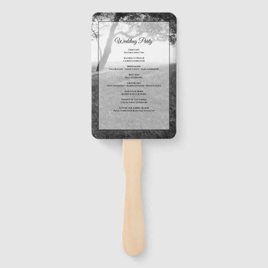 Éventail Programme de mariage noir et blanc à l'ombre extér (Dos)