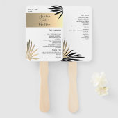 Éventail Programme de mariage noir et blanc or Ventilateur (Devant et derrière)