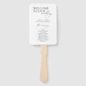 Éventail Programme de mariage noir et blanc Ventilateur à m (Devant)