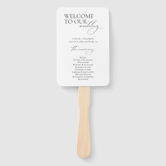 Éventail Programme de mariage noir et blanc Ventilateur à m (Devant)