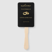 Éventail Programme de mariage noir et or- (Devant)
