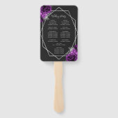 Éventail Programme de mariage noir géométrique argent flora (Dos)