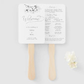 Éventail Programme de mariage noir Magnolia Noir Blanc (Devant et derrière)