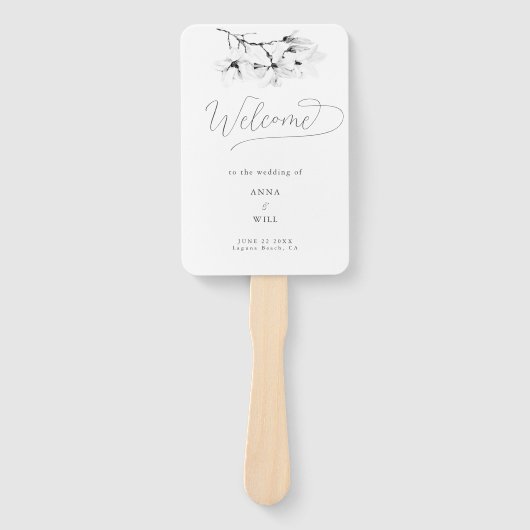 Éventail Programme de mariage noir Magnolia Noir Blanc (Devant)