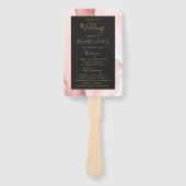Éventail Programme de mariage noir rose rose Or Agate (Devant)