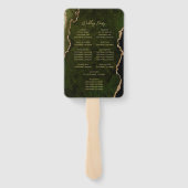 Éventail Programme de mariage Olive Green Gold Agate Script (Dos)