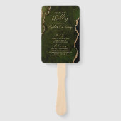 Éventail Programme de mariage Olive Green Gold Agate Script (Devant)