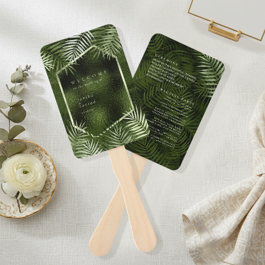 Éventail Programme de mariage Olive Oasis ID1324