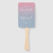 Éventail Programme de mariage ombré rose et bleu poussiéreu (Devant)
