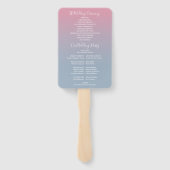 Éventail Programme de mariage ombré rose et bleu poussiéreu (Dos)
