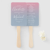 Éventail Programme De Mariage Ombre Rose Et Dusty Blue (Devant et derrière)