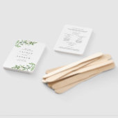 Éventail Programme de mariage or avec fleurs blanches et ve (Non-assemblé)