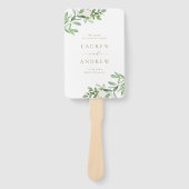 Éventail Programme de mariage or avec verdure et fleurs bla (Devant)