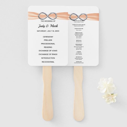 Éventail Programme de mariage Orange Infinity Fans (Devant et derrière)