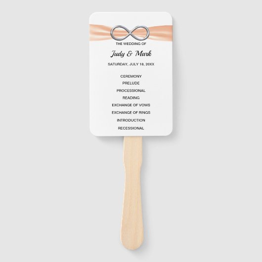 Éventail Programme de mariage Orange Infinity Fans (Devant)